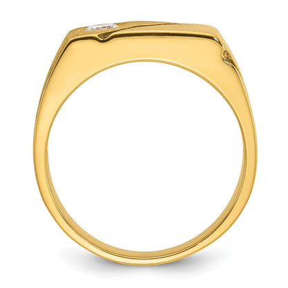 14K Gelbgold mit Schwarzrhodium Herren-Ring, poliert und satiniert, mit 0,25K Diamant, komplett besetzt