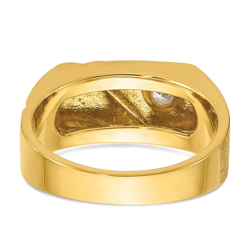 14K Gelbgold mit Schwarzrhodium Herren-Ring, poliert und satiniert, mit 0,25K Diamant, komplett besetzt