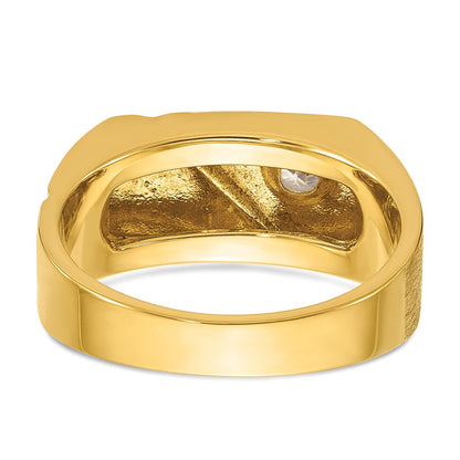 14K Gelbgold mit Schwarzrhodium Herren-Ring, poliert und satiniert, mit 0,25K Diamant, komplett besetzt