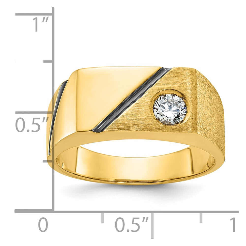 14K Gelbgold mit Schwarzrhodium Herren-Ring, poliert und satiniert, mit 0,25K Diamant, komplett besetzt