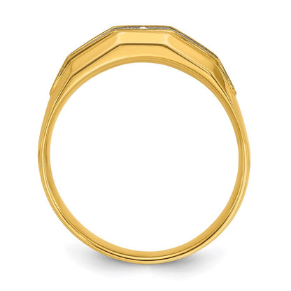 14K Gelbgold & Rhodium Herren-Ring mit 0,25K Diamanten, komplett besetzt