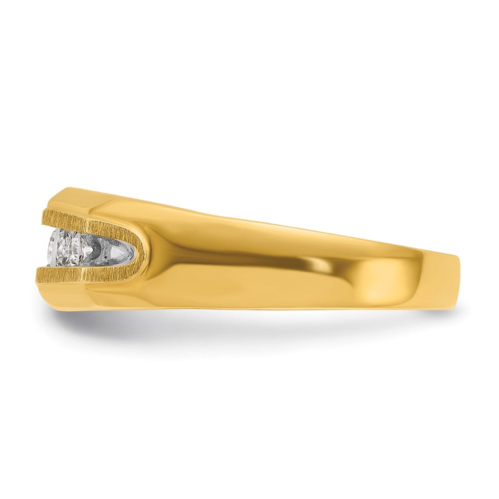 14K Gelbgold & Rhodium Herren-Ring mit 0,25K Diamanten, komplett besetzt