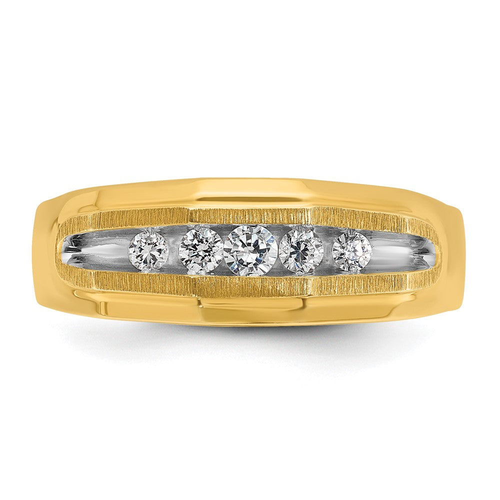 14K Gelbgold & Rhodium Herren-Ring mit 0,25K Diamanten, komplett besetzt