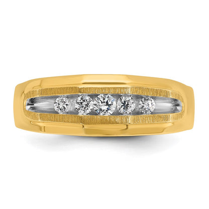 14K Gelbgold & Rhodium Herren-Ring mit 0,25K Diamanten, komplett besetzt