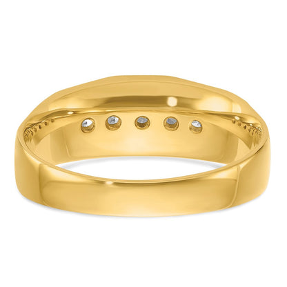 14K Gelbgold & Rhodium Herren-Ring mit 0,25K Diamanten, komplett besetzt