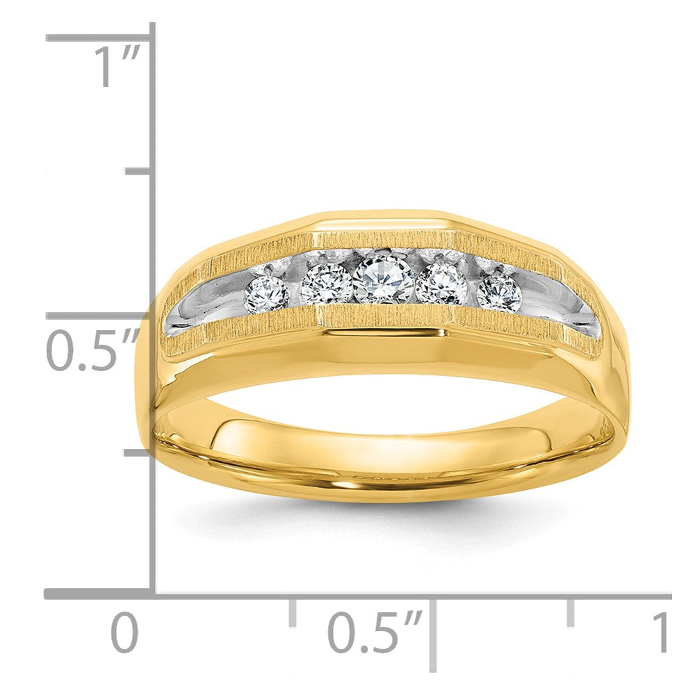 14K Gelbgold & Rhodium Herren-Ring mit 0,25K Diamanten, komplett besetzt