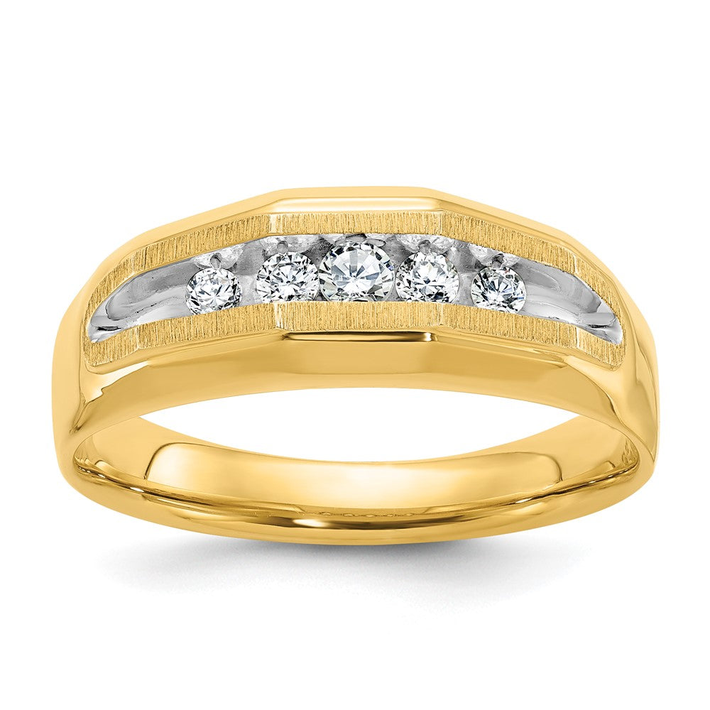 14K Gelbgold & Rhodium Herren-Ring mit 0,25K Diamanten, komplett besetzt