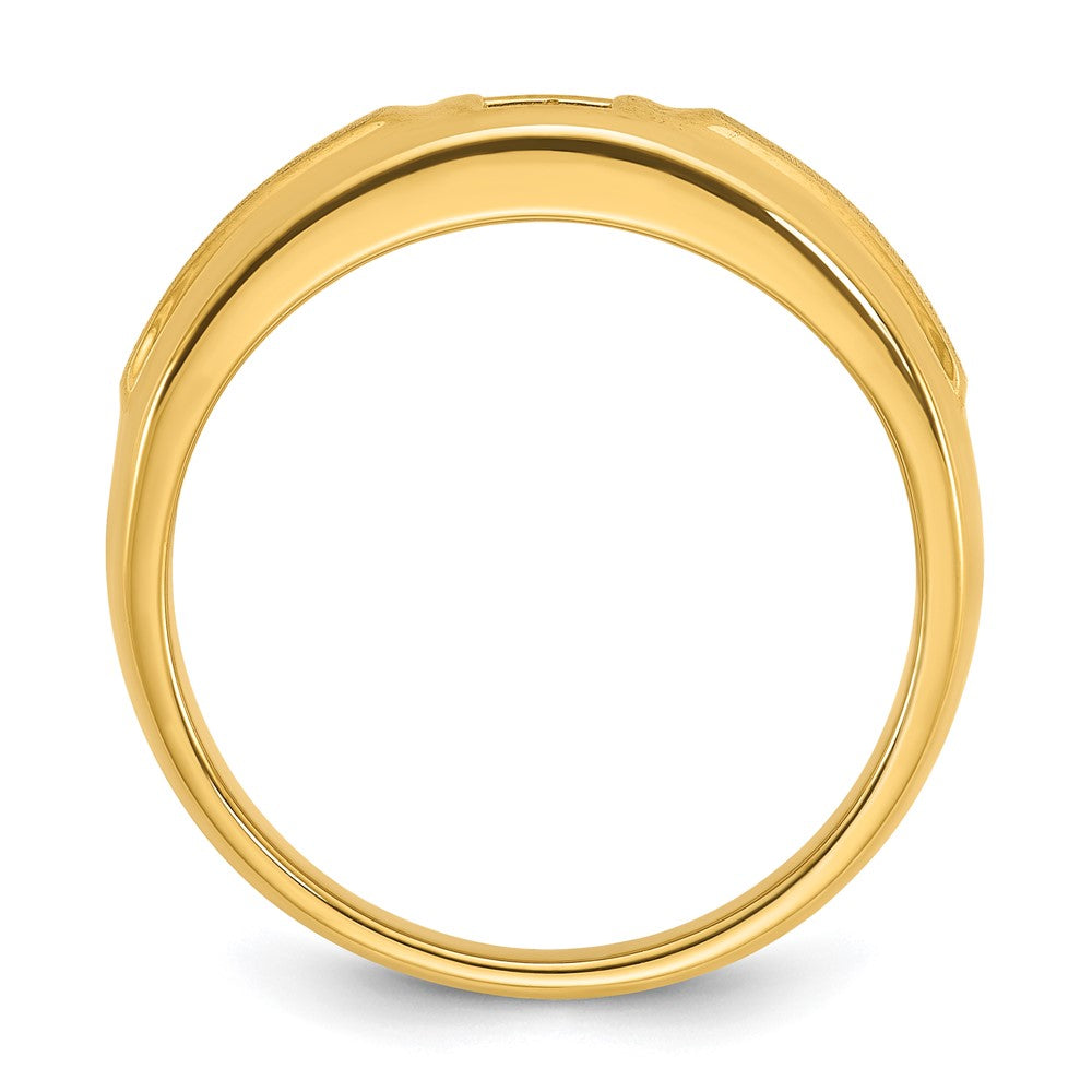 14K Gelbgold Herren-Ring, poliert und satiniert, mit 0,17 ct. Diamant komplett besetzt