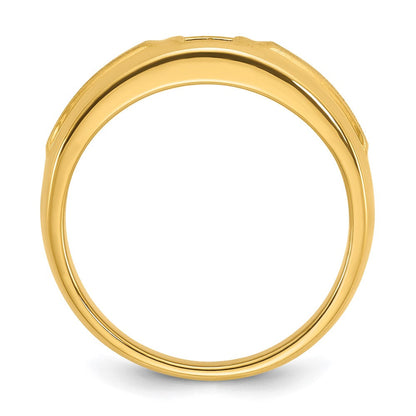 14K Gelbgold Herren-Ring, poliert und satiniert, mit 0,17 ct. Diamant komplett besetzt