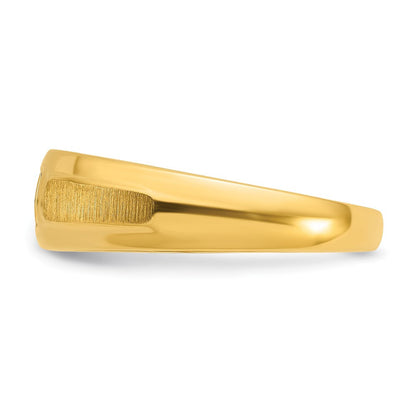 14K Gelbgold Herren-Ring, poliert und satiniert, mit 0,17 ct. Diamant komplett besetzt