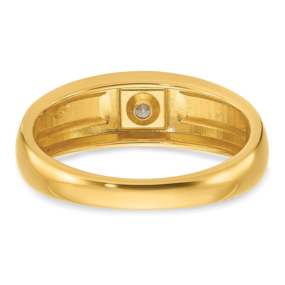 14K Gelbgold Herren-Ring, poliert und satiniert, mit 0,17 ct. Diamant komplett besetzt