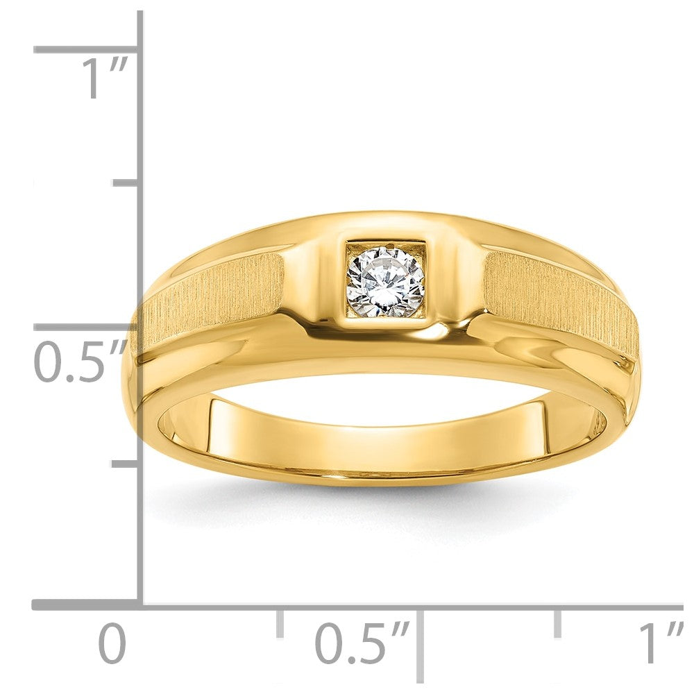 14K Gelbgold Herren-Ring, poliert und satiniert, mit 0,17 ct. Diamant komplett besetzt