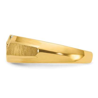14K Gelb- und Rhodiumgold Herren-Ring, poliert und satiniert, mit 0,25K Diamanten, komplett besetzt