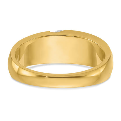 14K Gelb- und Rhodiumgold Herren-Ring, poliert und satiniert, mit 0,25K Diamanten, komplett besetzt
