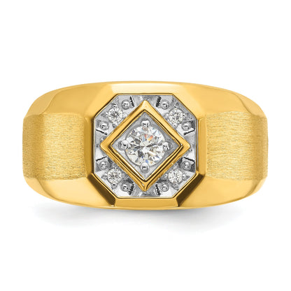 14K Gelbgold Herren-Ring, poliert und satiniert, mit 0,16K Diamant, komplett besetzt