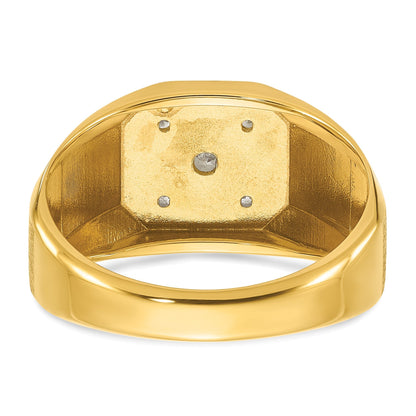 14K Gelbgold Herren-Ring, poliert und satiniert, mit 0,16K Diamant, komplett besetzt