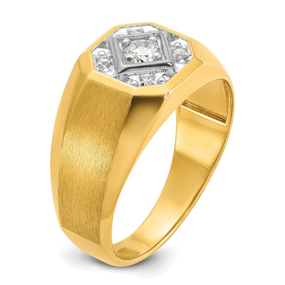 14K Gelbgold Herren-Ring, poliert und satiniert, mit 0,16K Diamant, komplett besetzt