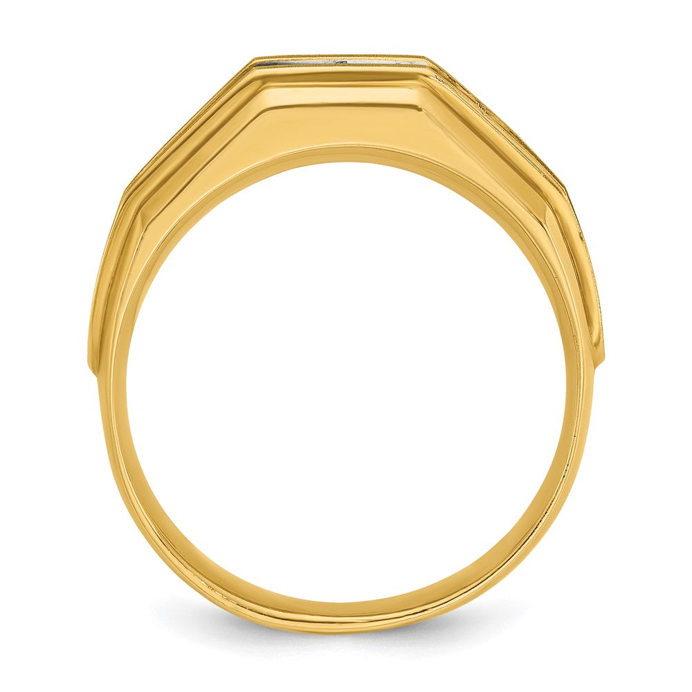 14K Gelbgold & Roségold mit Weißrhodium-Beschichtung, Herren-Diamantring mit 1K, komplett besetzt