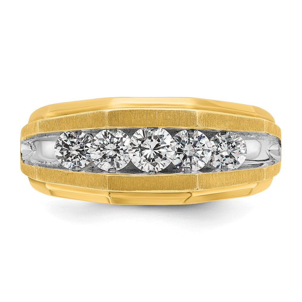 14K Gelbgold & Roségold mit Weißrhodium-Beschichtung, Herren-Diamantring mit 1K, komplett besetzt