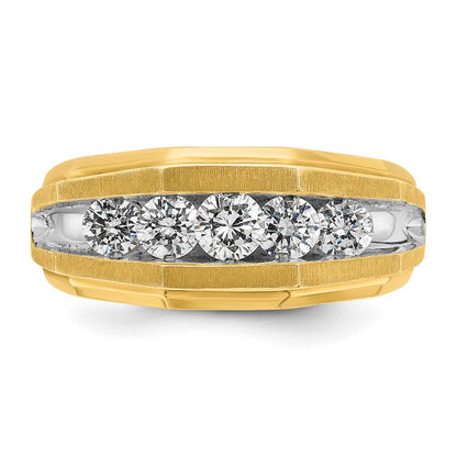 14K Gelbgold & Roségold mit Weißrhodium-Beschichtung, Herren-Diamantring mit 1K, komplett besetzt