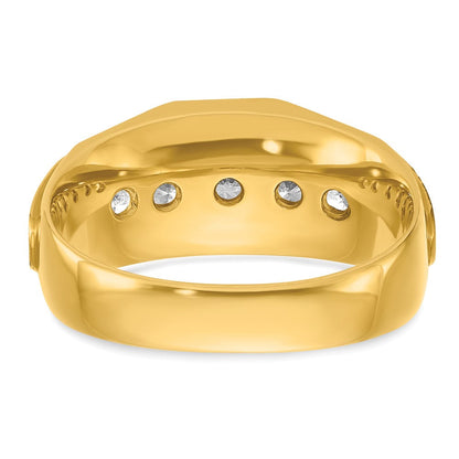 14K Gelbgold & Roségold mit Weißrhodium-Beschichtung, Herren-Diamantring mit 1K, komplett besetzt
