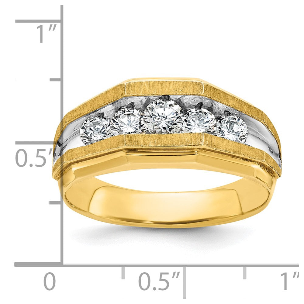 14K Gelbgold & Roségold mit Weißrhodium-Beschichtung, Herren-Diamantring mit 1K, komplett besetzt
