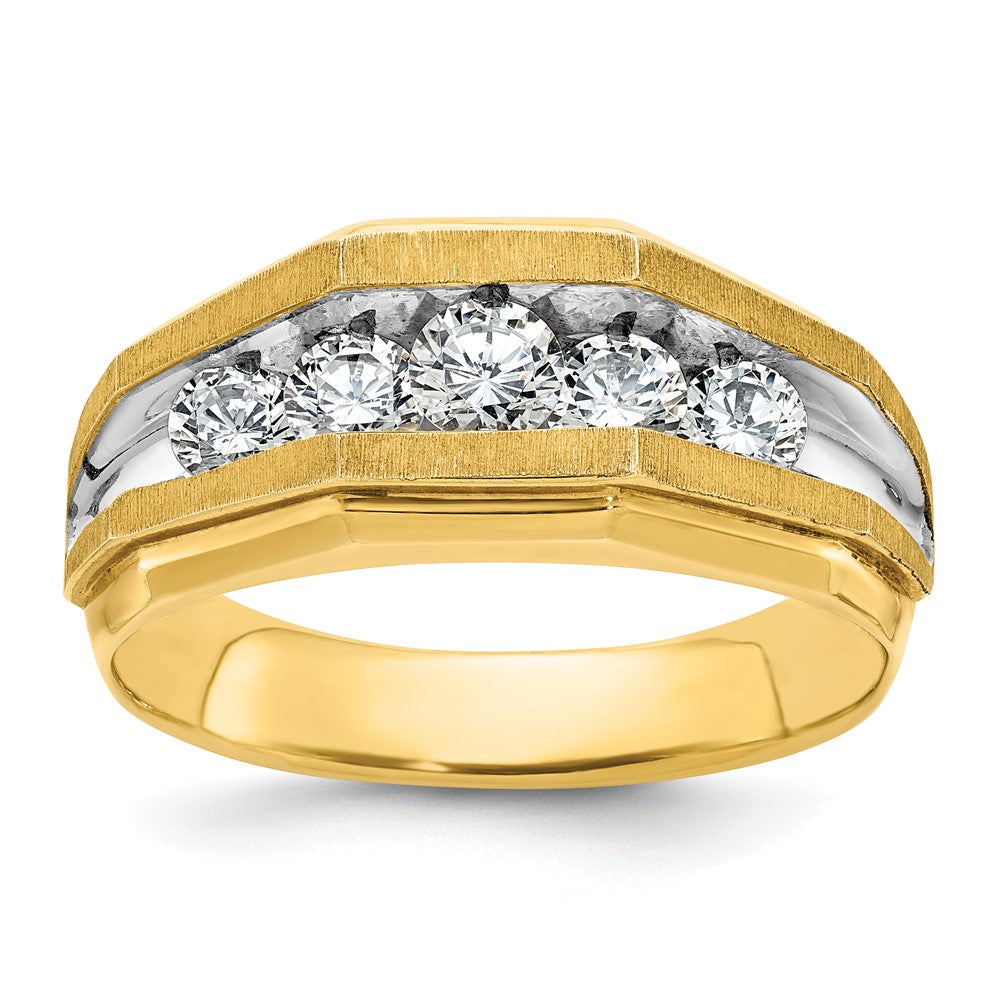 14K Gelbgold & Roségold mit Weißrhodium-Beschichtung, Herren-Diamantring mit 1K, komplett besetzt
