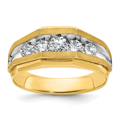 14K Gelbgold & Roségold mit Weißrhodium-Beschichtung, Herren-Diamantring mit 1K, komplett besetzt