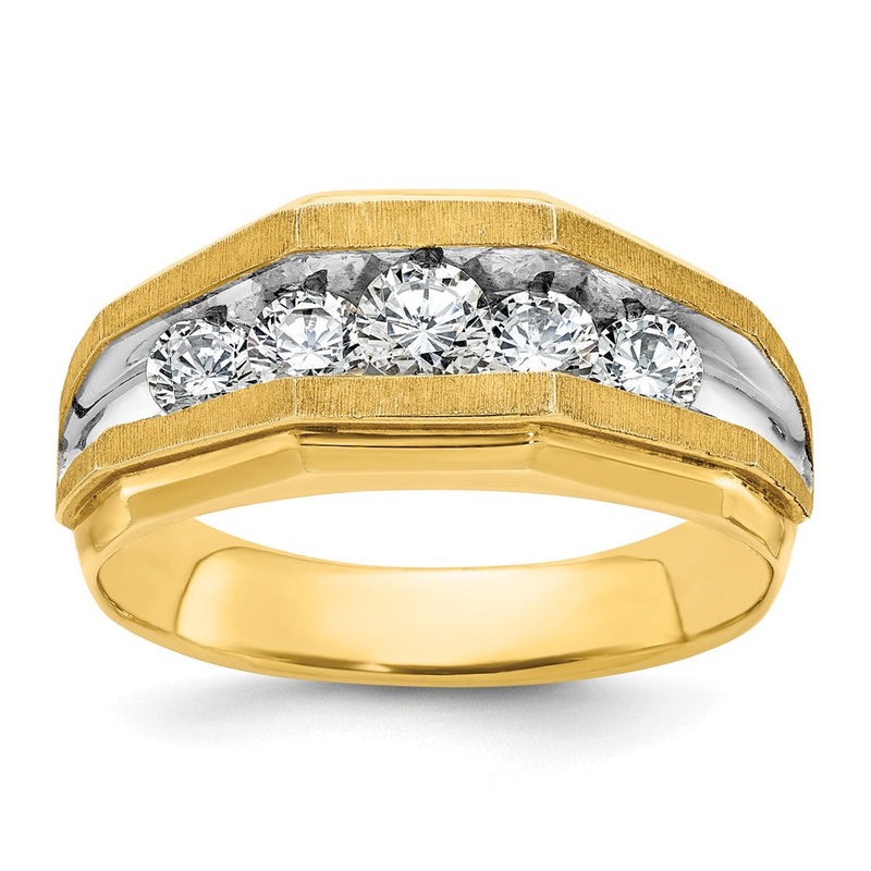 14K Gelbgold & Roségold mit Weißrhodium-Beschichtung, Herren-Diamantring mit 1K, komplett besetzt