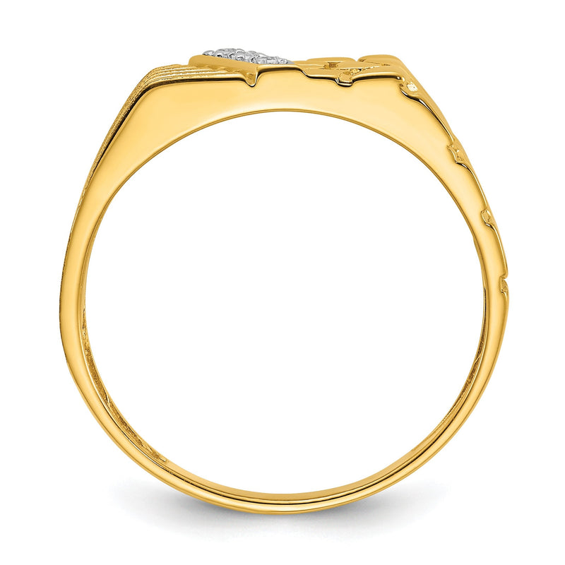 14K Gelbgold Ibgoodman.02 Karat Im Labor Gezüchtet Diamant Vs/si+ G+ Komplett Strukturiert Herren Nugget Ring
