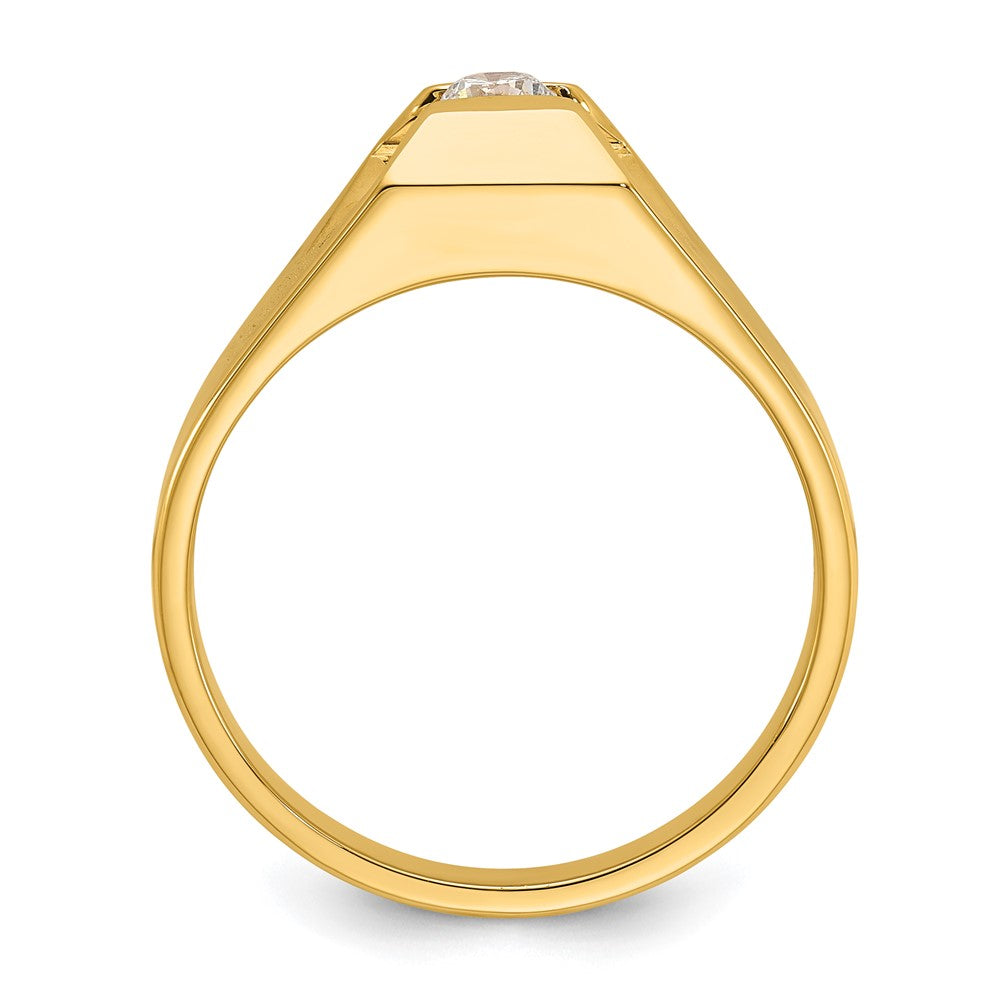 14K Gelbgold Herren-Ring poliert mit 0,25K Diamanten, komplett besetzt