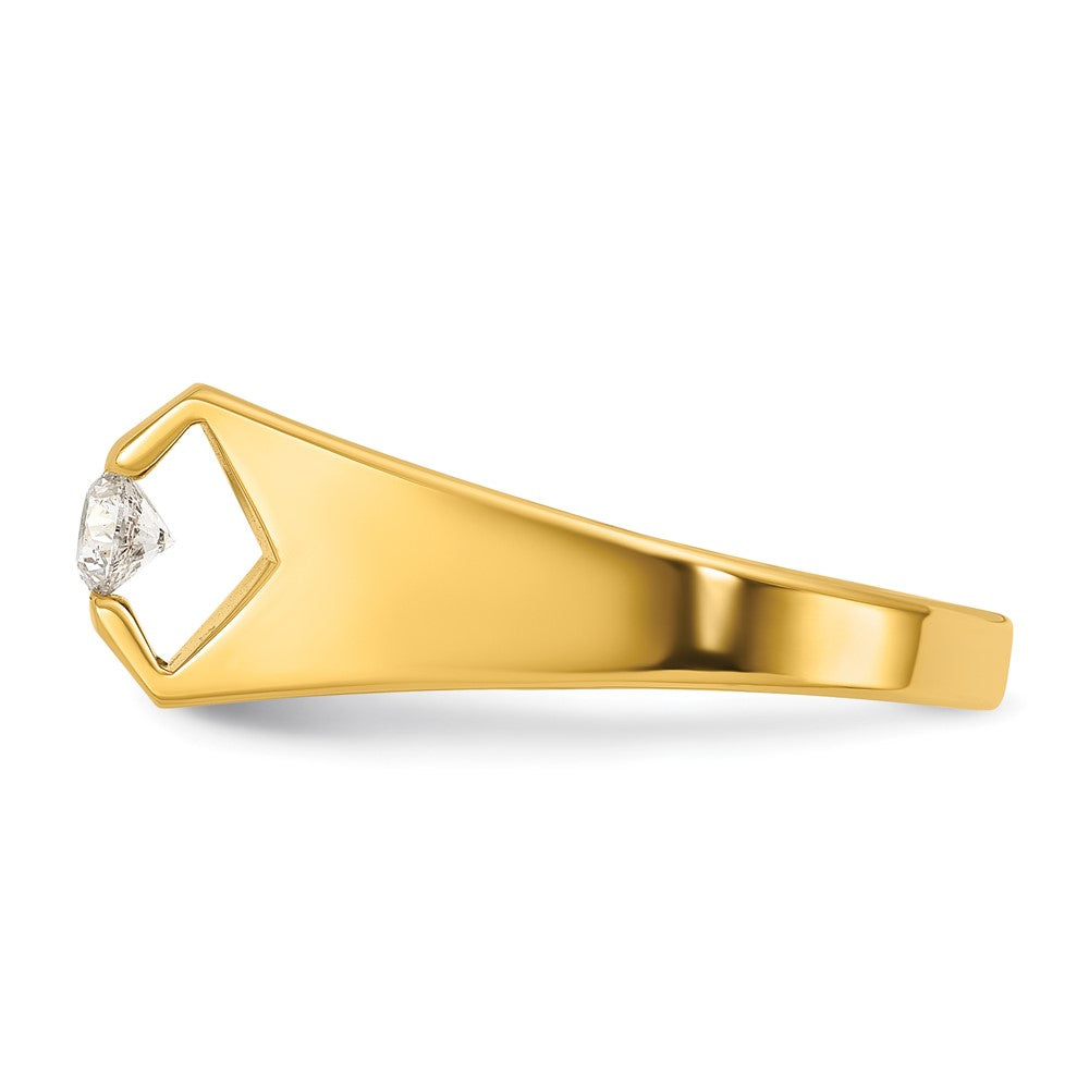 14K Gelbgold Herren-Ring poliert mit 0,25K Diamanten, komplett besetzt