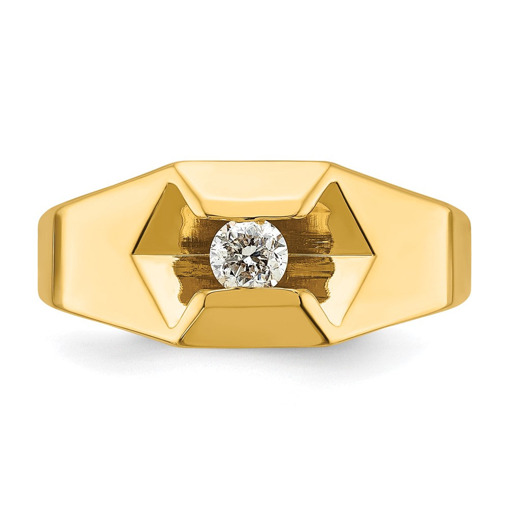 14K Gelbgold Herren-Ring poliert mit 0,25K Diamanten, komplett besetzt