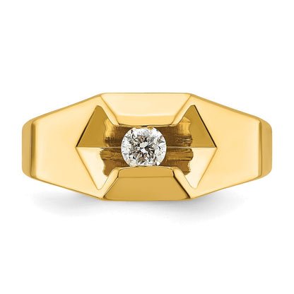 14K Gelbgold Herren-Ring poliert mit 0,25K Diamanten, komplett besetzt
