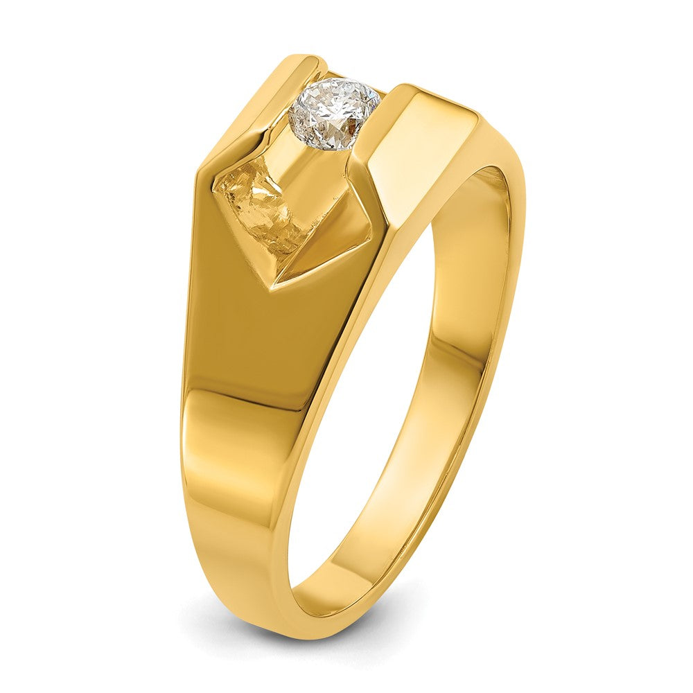 14K Gelbgold Herren-Ring poliert mit 0,25K Diamanten, komplett besetzt