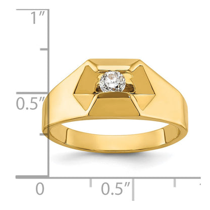 14K Gelbgold Herren-Ring poliert mit 0,25K Diamanten, komplett besetzt