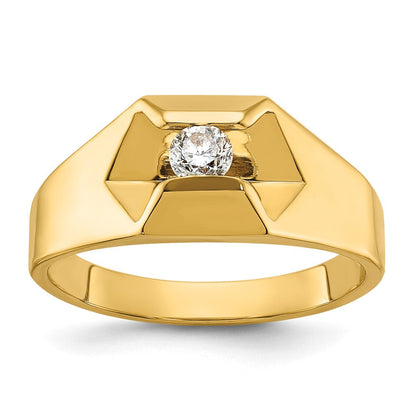 14K Gelbgold Herren-Ring poliert mit 0,25K Diamanten, komplett besetzt
