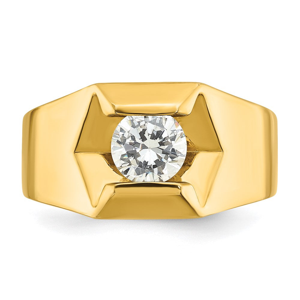 14K Gelbgold Ring mit 1 ct. im Labor gezüchteten Diamanten, VS/SI+ G+, Herren