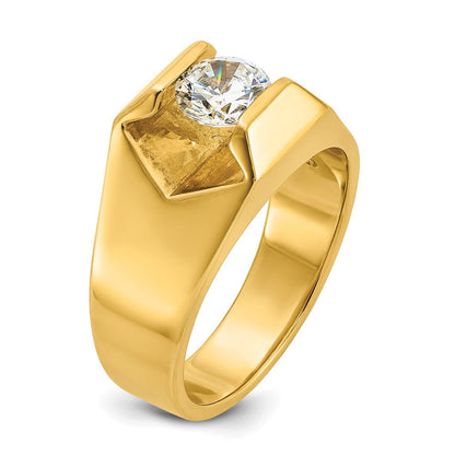14K Gelbgold Ring mit 1 ct. im Labor gezüchteten Diamanten, VS/SI+ G+, Herren