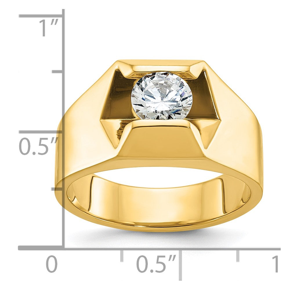 14K Gelbgold Ring mit 1 ct. im Labor gezüchteten Diamanten, VS/SI+ G+, Herren