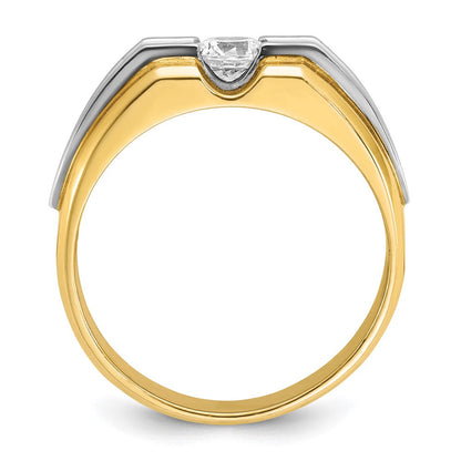14K Bicolor Herrenring mit 0,5 ct. Labor-gezüchteten Diamanten, VS/SI+ G+, komplett poliert und satiniert