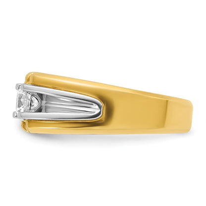 14K Bicolor Gold Herren-Diamantring, 0,5K, komplett besetzt