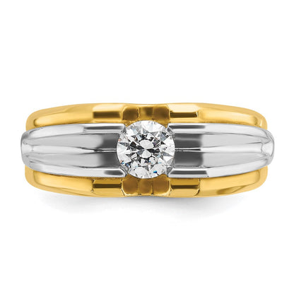 14K Bicolor Gold Herren-Diamantring, 0,5K, komplett besetzt