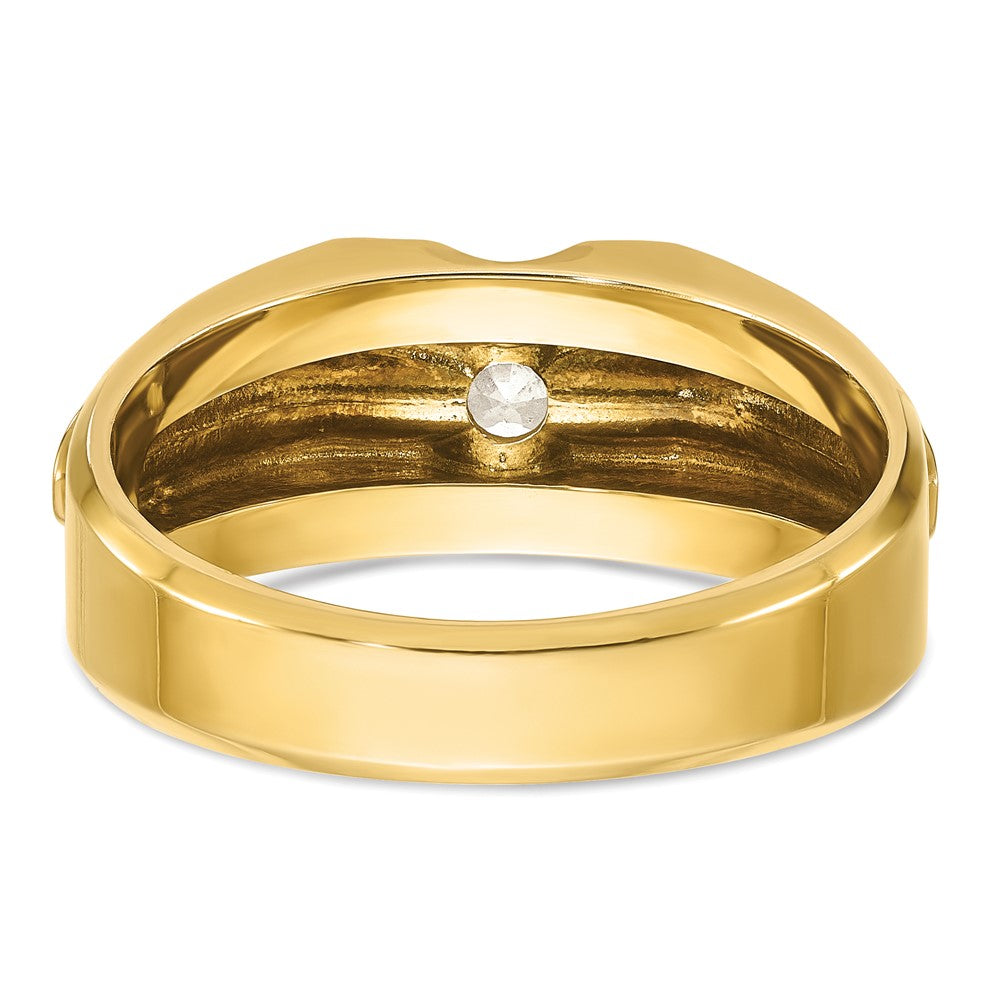 14K Bicolor Gold Herren-Diamantring, 0,5K, komplett besetzt