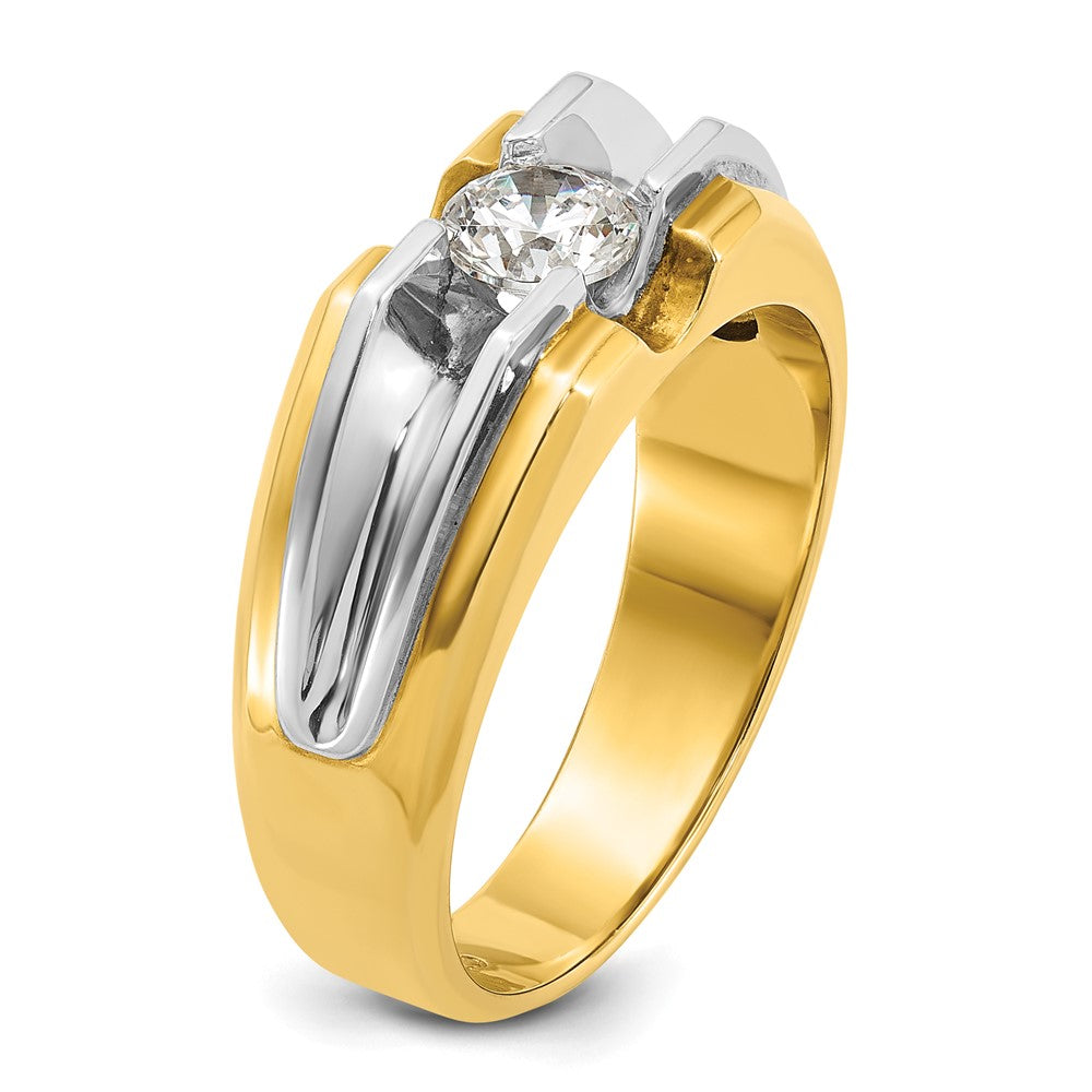 14K Bicolor Gold Herren-Diamantring, 0,5K, komplett besetzt