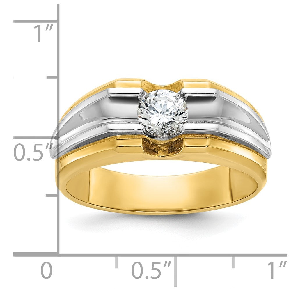 14K Bicolor Gold Herren-Diamantring, 0,5K, komplett besetzt