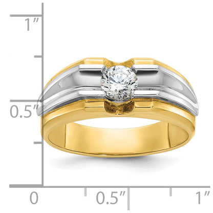 14K Bicolor Gold Herren-Diamantring, 0,5K, komplett besetzt