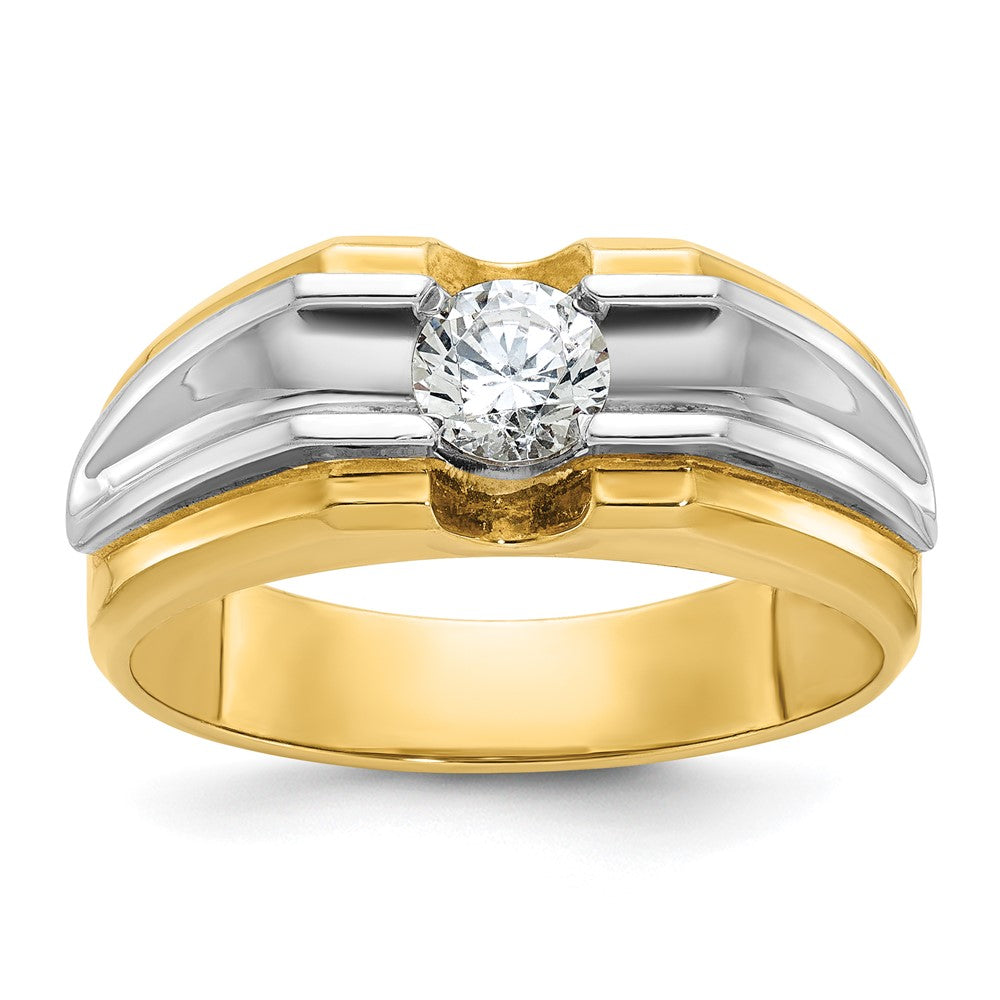 14K Bicolor Gold Herren-Diamantring, 0,5K, komplett besetzt