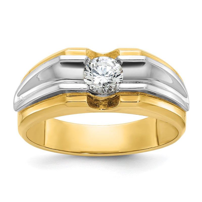 14K Bicolor Gold Herren-Diamantring, 0,5K, komplett besetzt