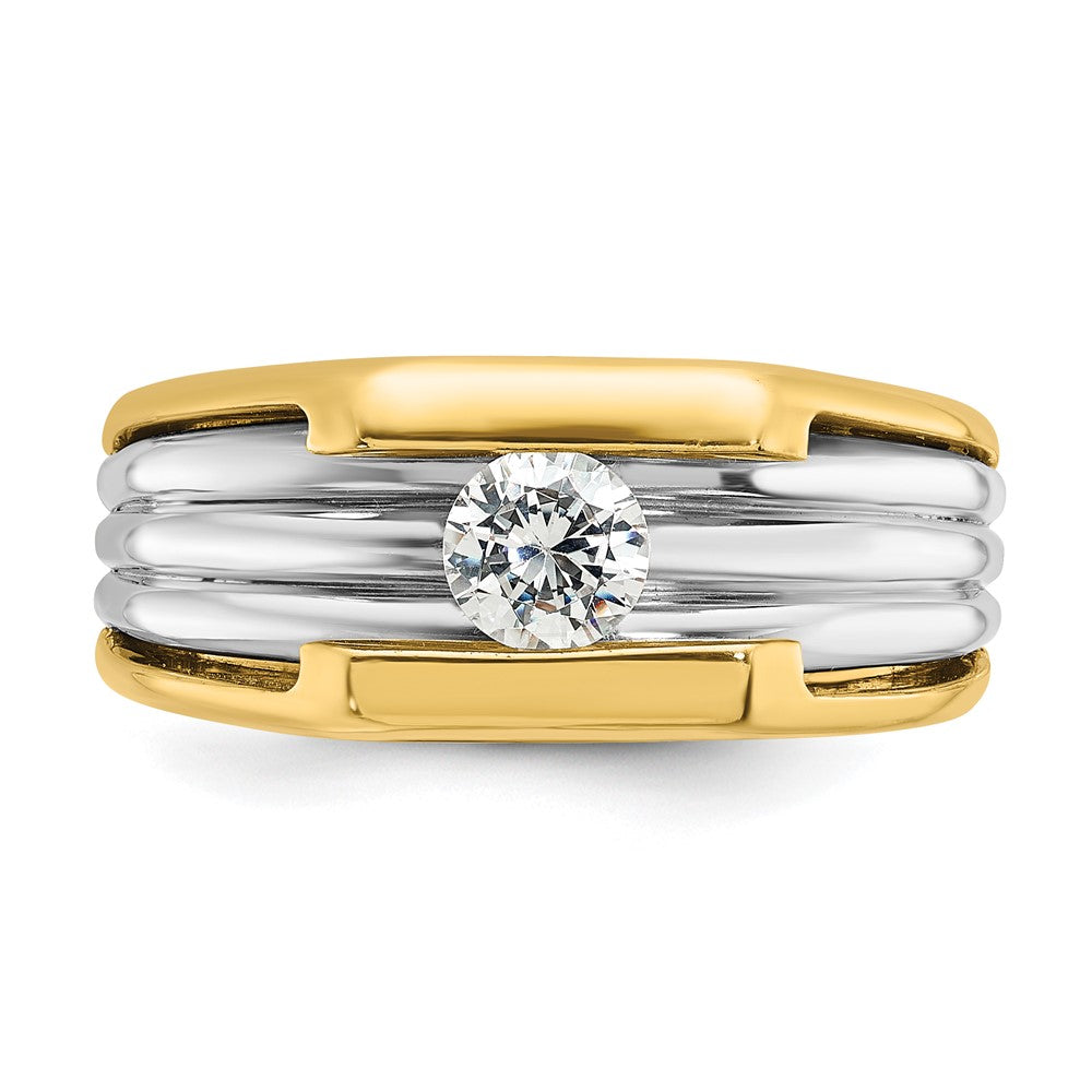 14K Two-Tone Gold Herren-Diamantring mit 0,5 ct